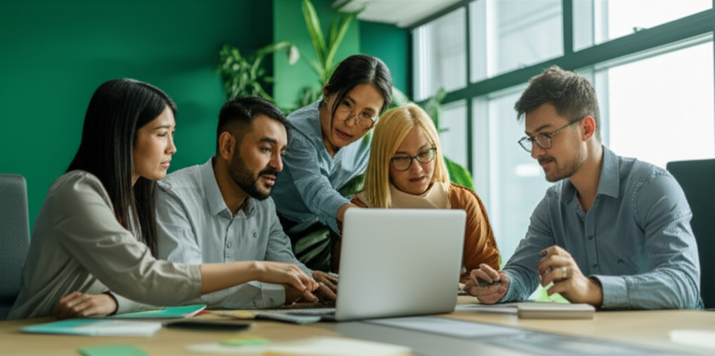 Alham Webtech team collaborating during a project meeting